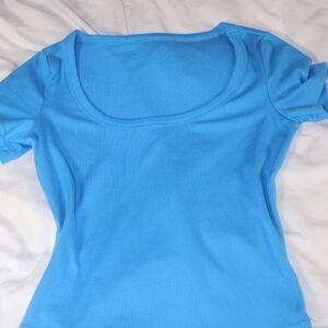 SHEIN Blue Cap Sleeve Fitted Too